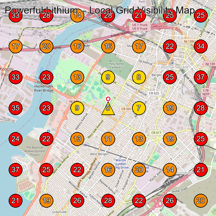 Powerful Lithium GeoGrid visibility map for Iron Works in Jersey City